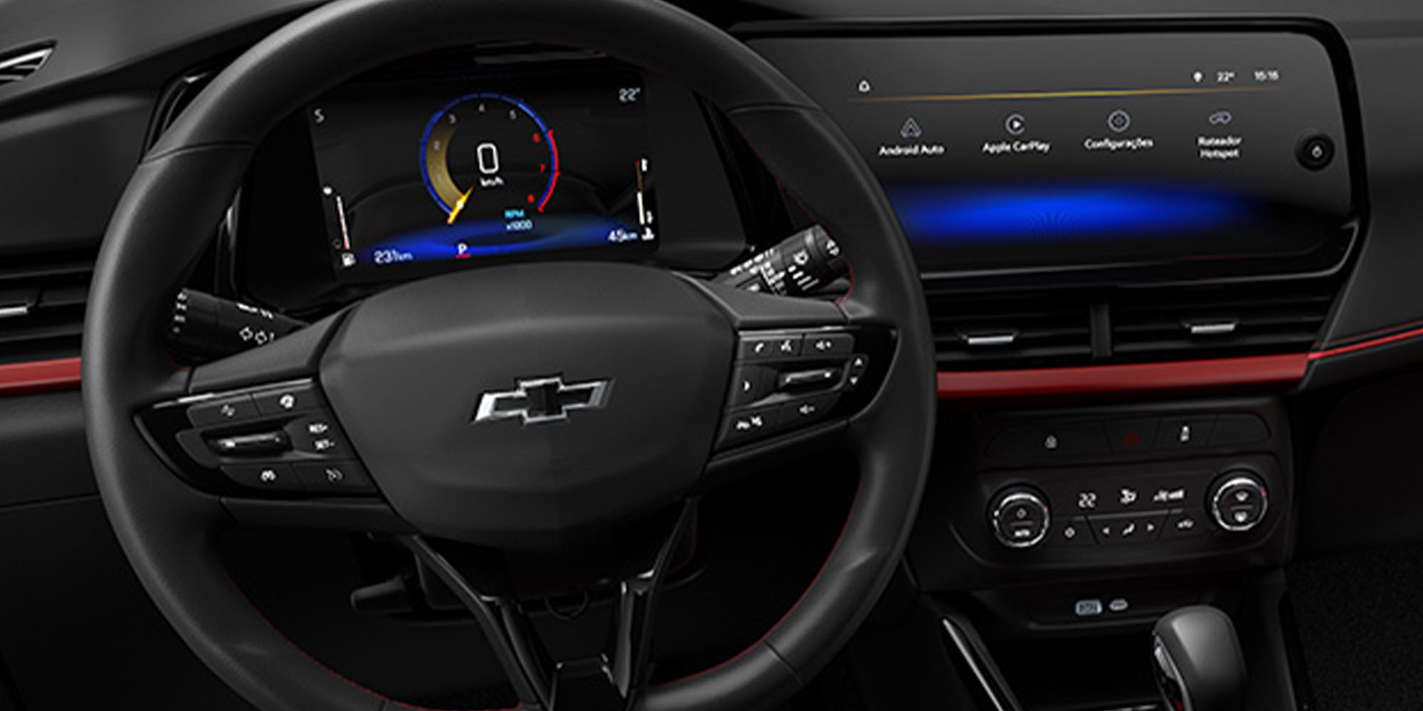 Volante y pantalla central de la Chevrolet Tracker 2026