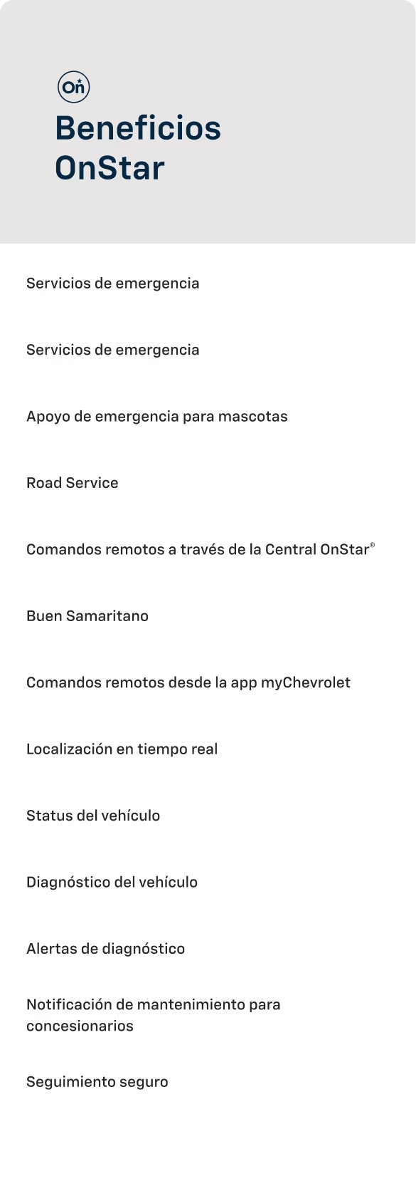 Tabla de beneficios de los planes OnStar Perú